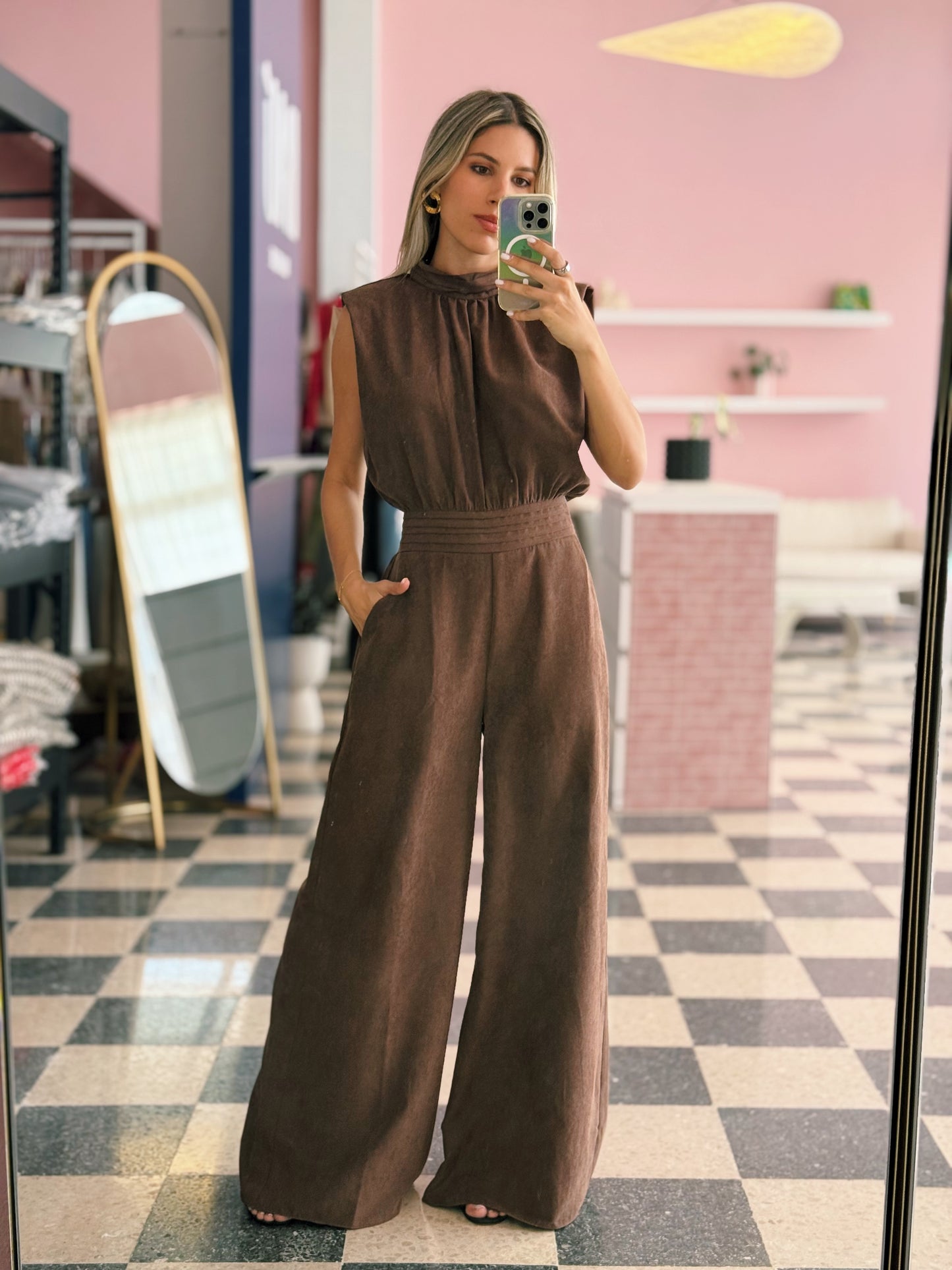 Chocolate High Neck Jumpsuit