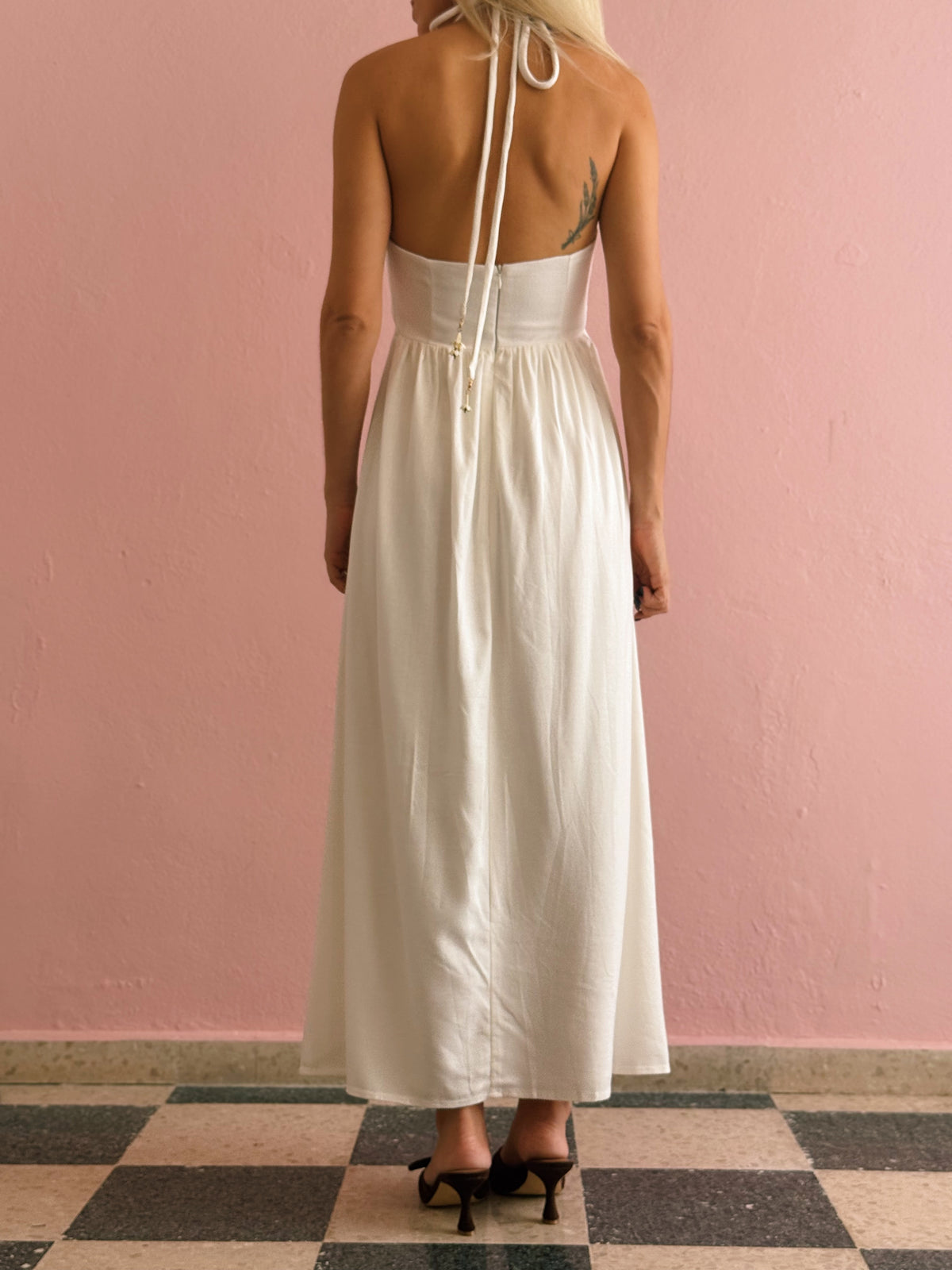 Linen Embroidered Dress - Dress To