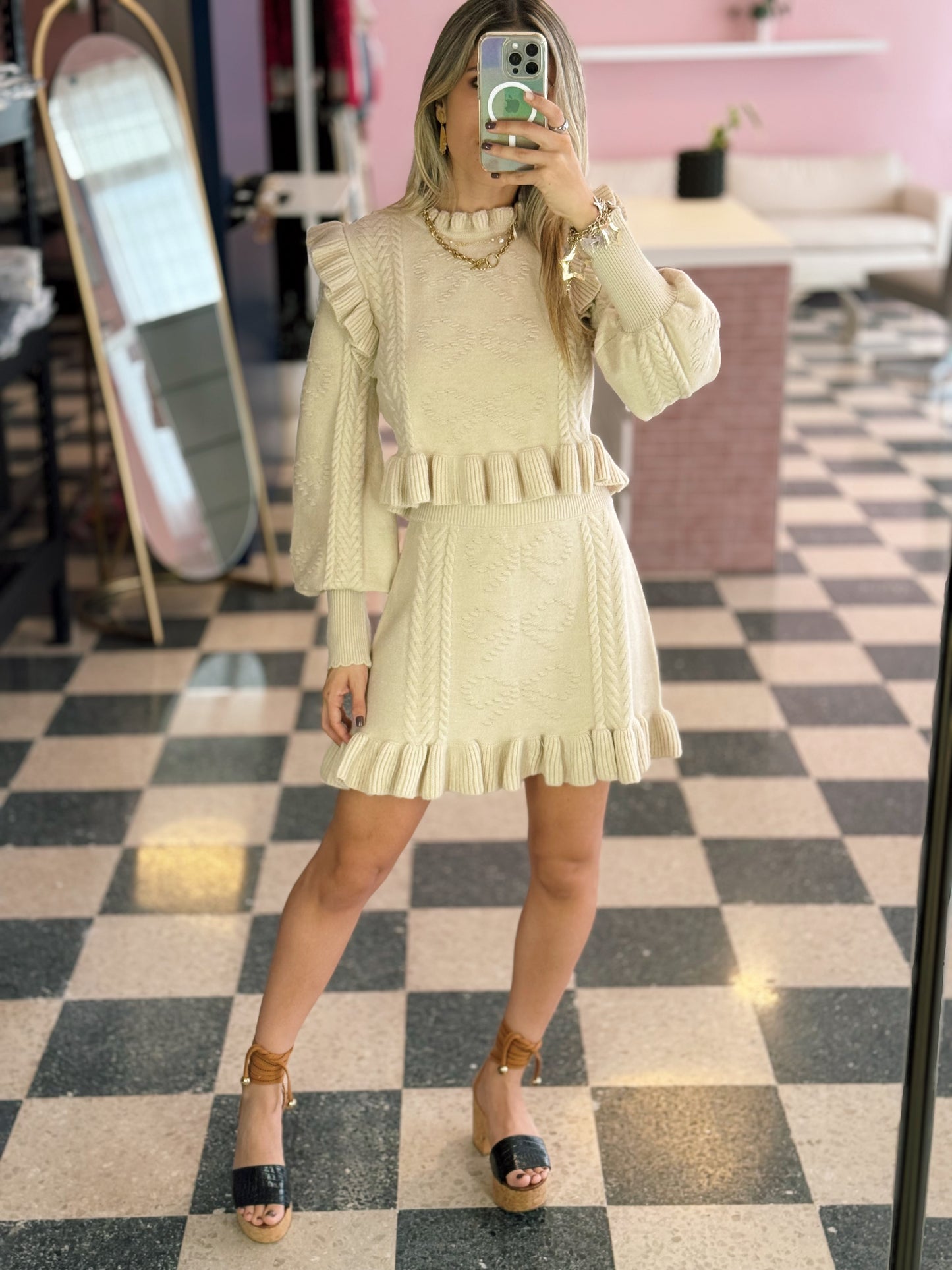 Taupe Skirt Set
