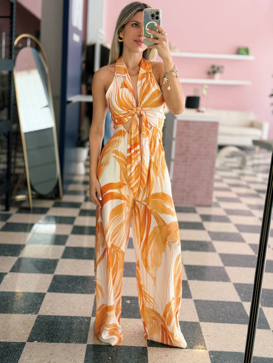 Orange Palm Jumpsuit