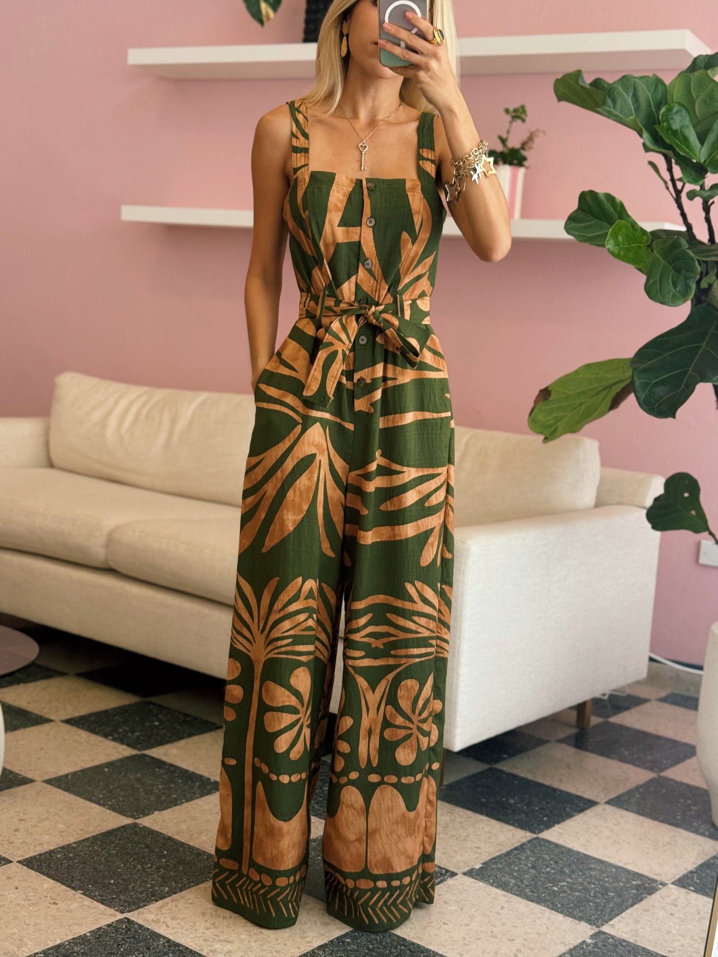 Olive Button Down Jumpsuit