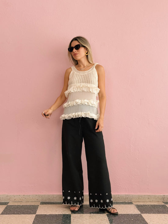 Black Embroidered Pants