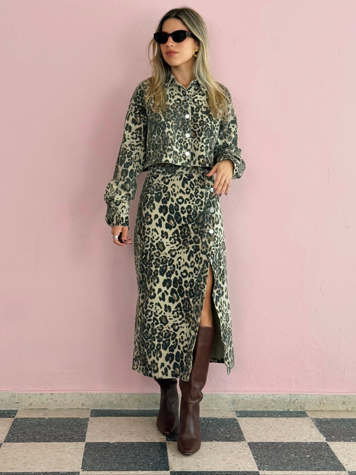 Denim Leopard Set
