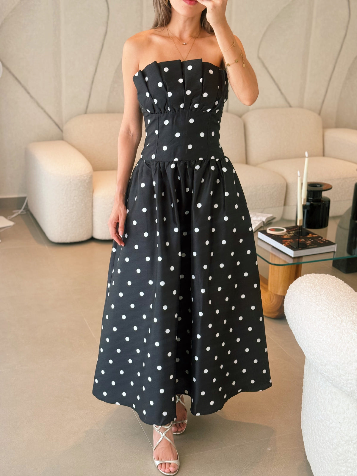Polka Dot Corset Midi Dress