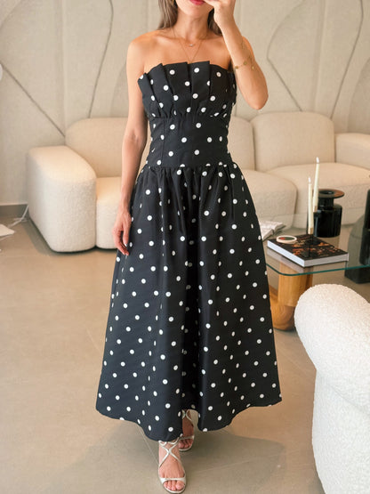 Polka Dot Corset Midi Dress