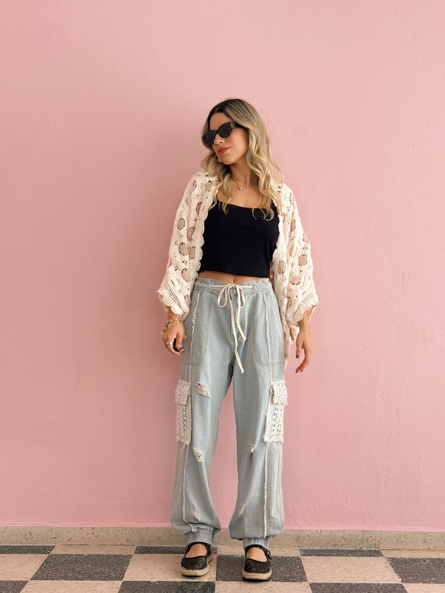 Crochet Denim Jogger Jean