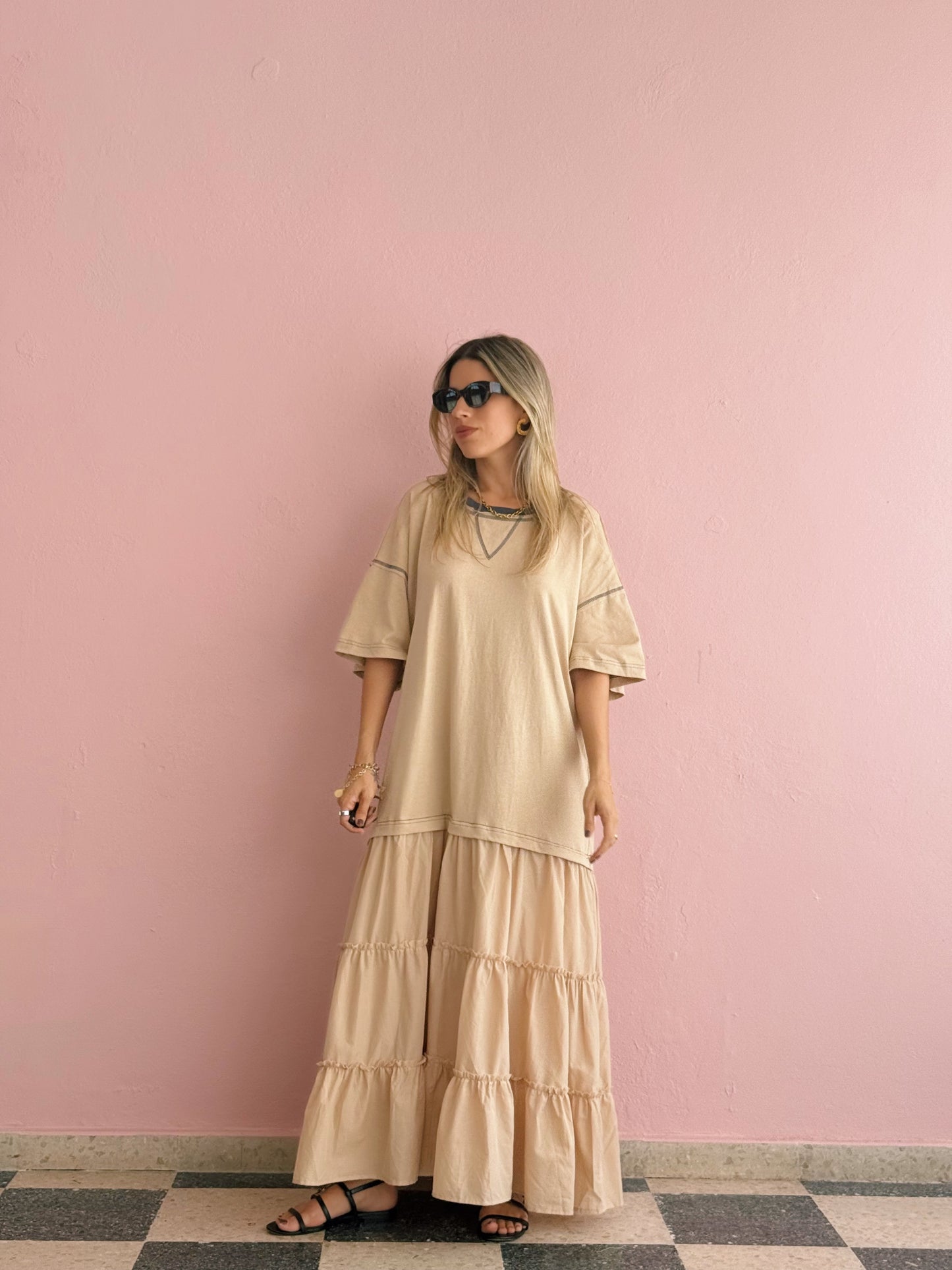Taupe T Shirt Dress