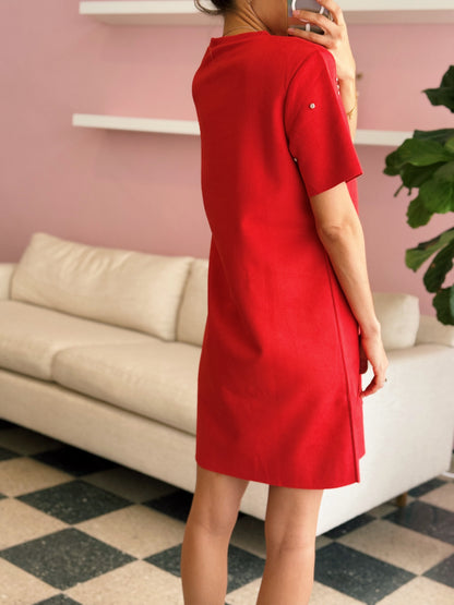 Red Faux Suede Mini Dress