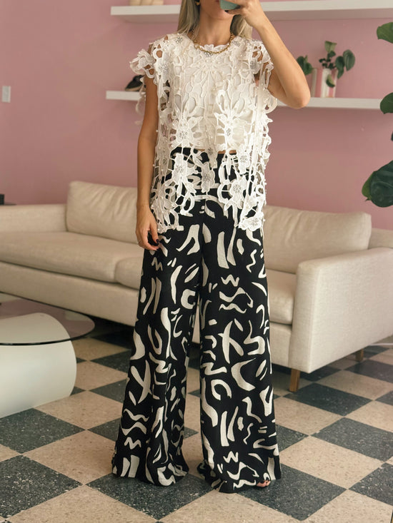 Pearl Rhinestone Lace Top