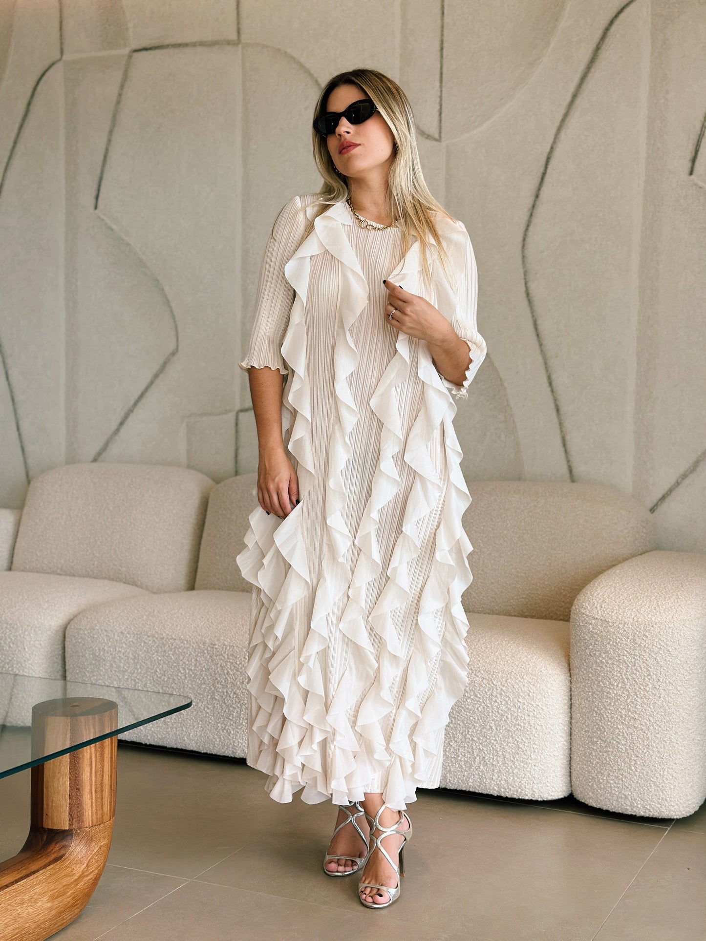 Ivory Pleated Dress