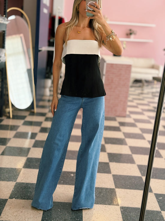 Two Tone Peplum Top