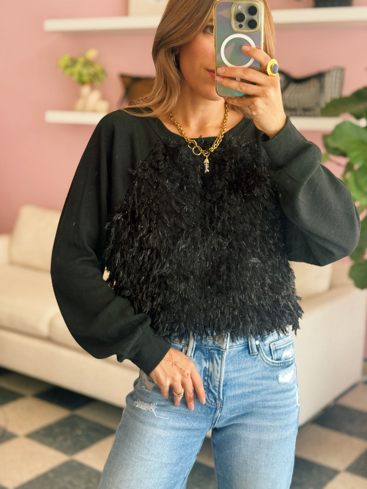 Feather Black Sweater