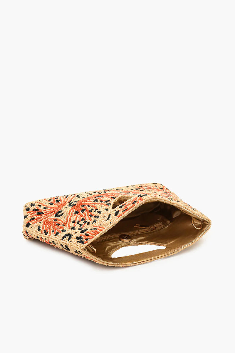 Leopard Lacewing Butterflies Beaded Bag - Made in India