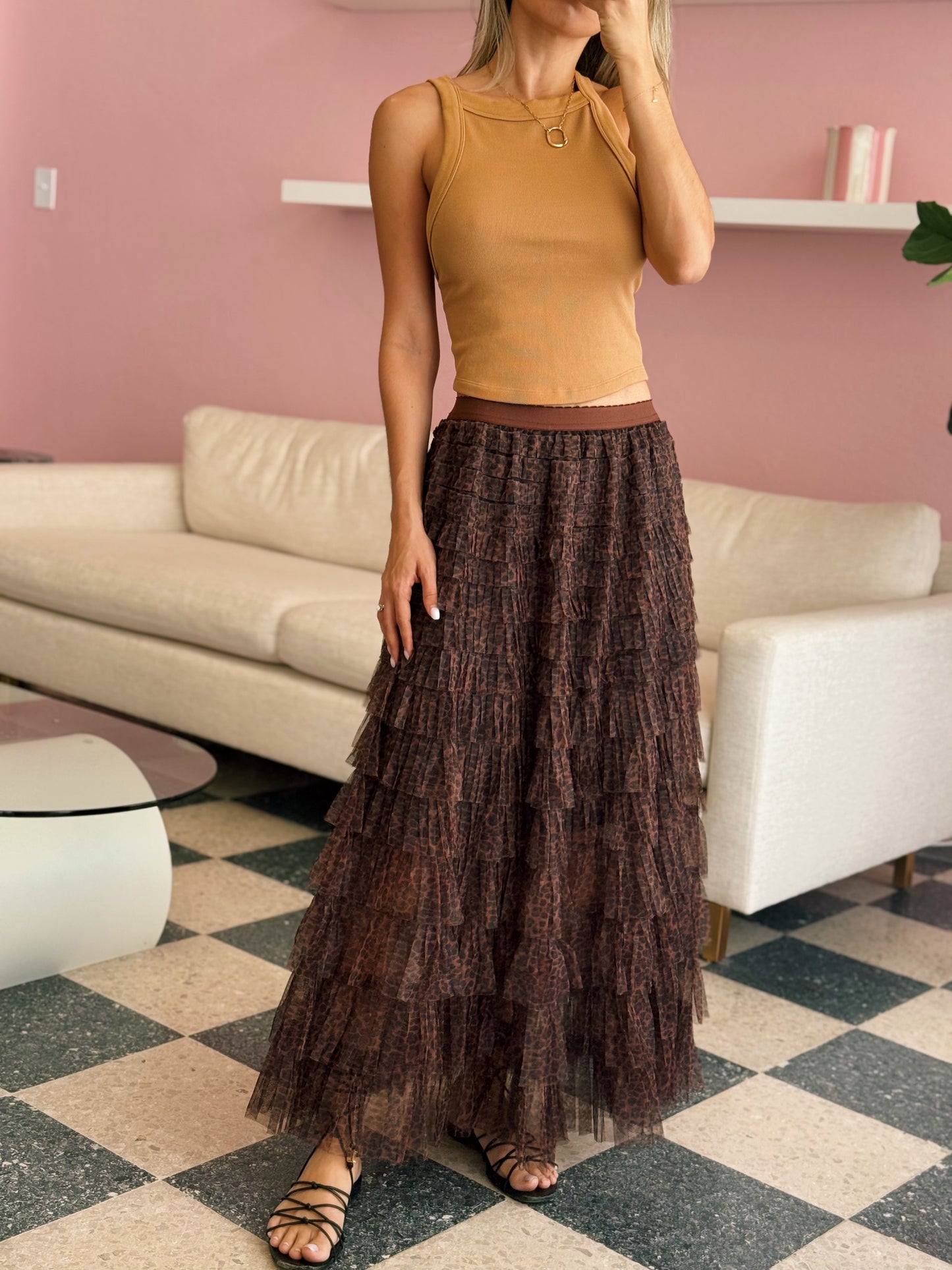 Leopard Ruffle Skirt