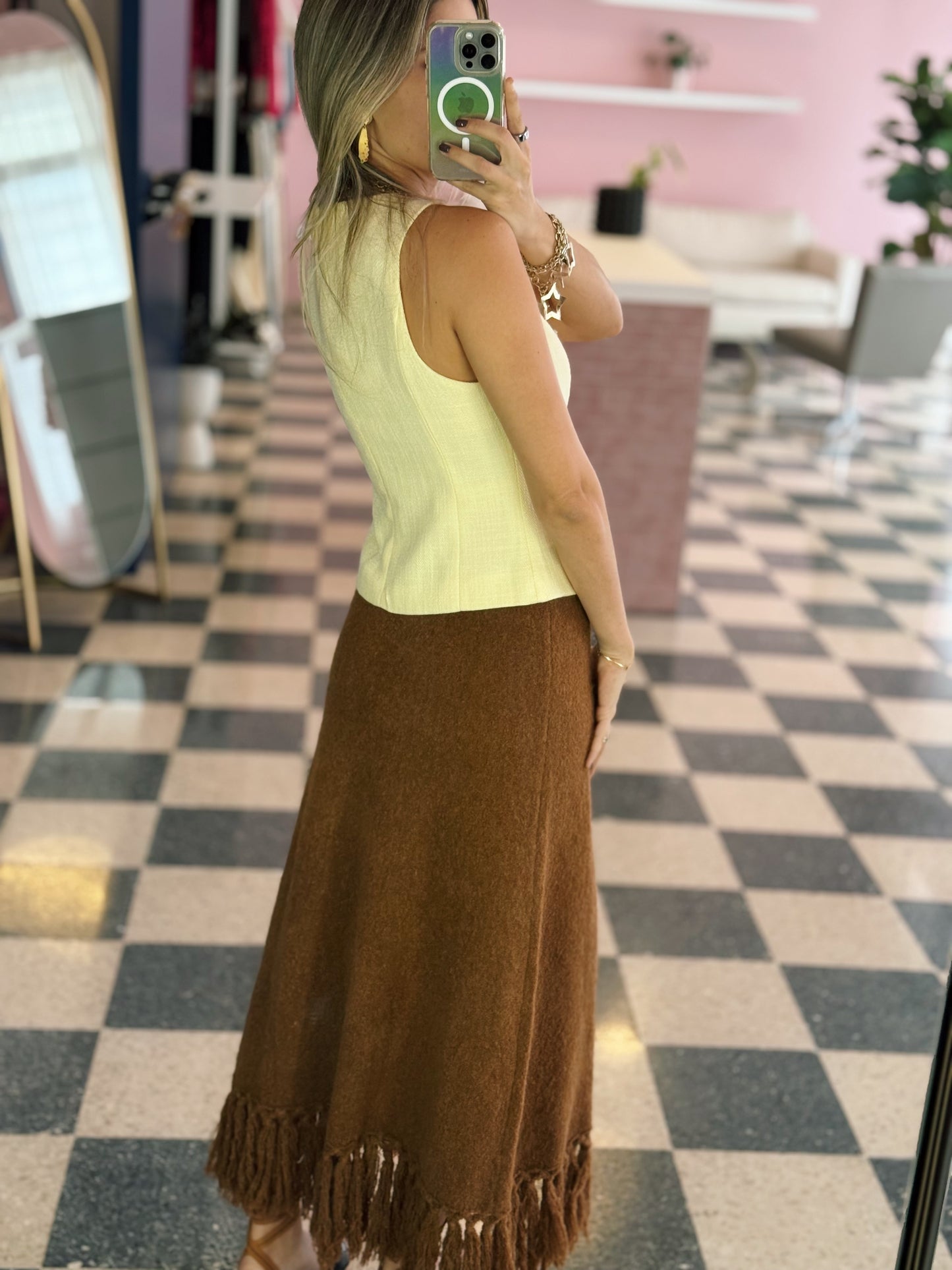 PRE ORDER (final sale/read description) Fringed Skirt