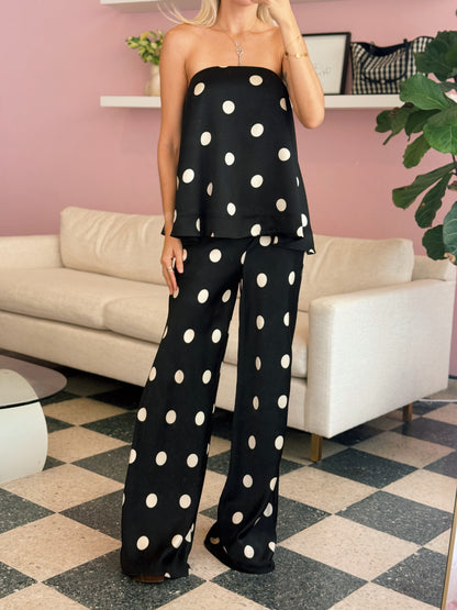 Satin Polka Dot Black Set