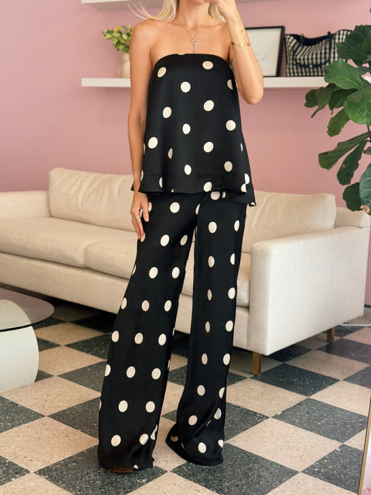 Satin Polka Dot Black Set