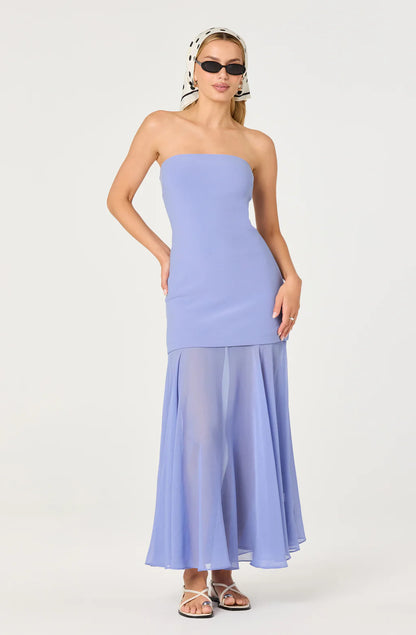 Lizet Strapless Mini Dress with Sheer Maxi Overlay