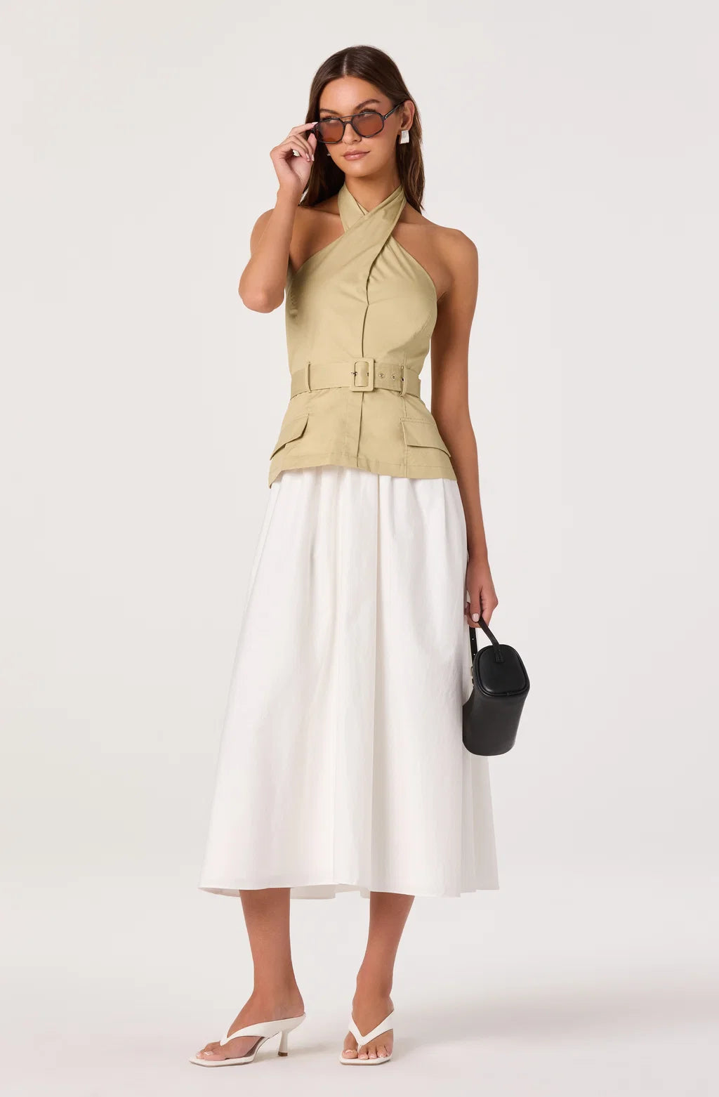Aleda Belted Midi Dress