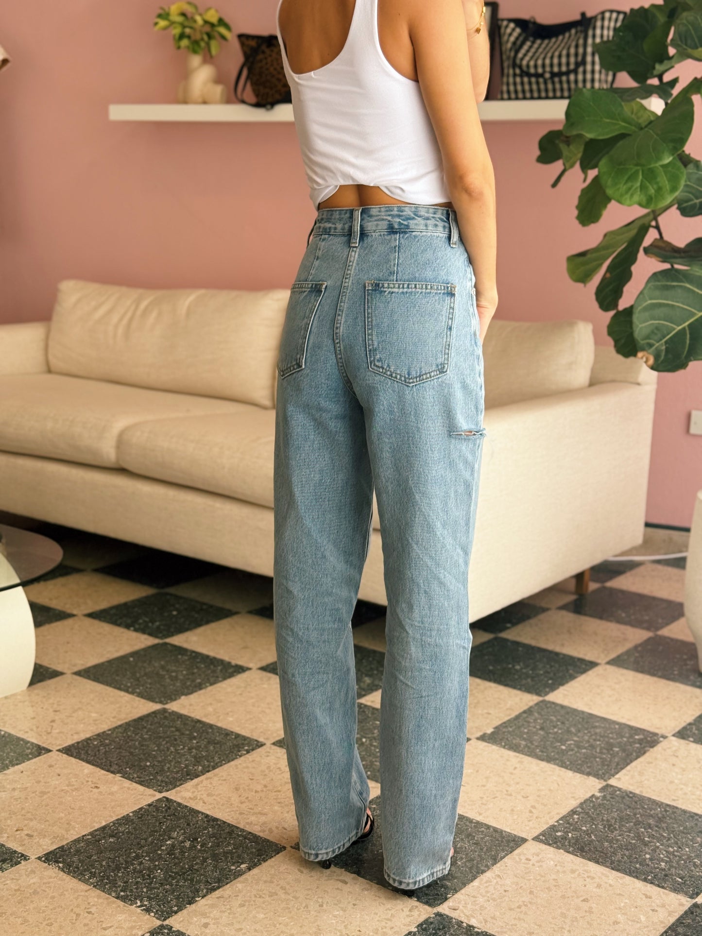 Cut Out Detail Jeans