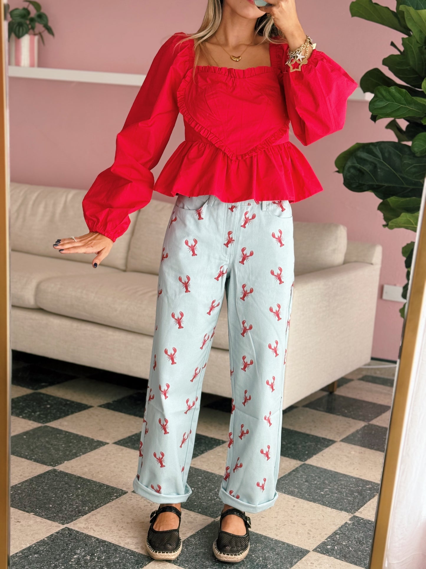 Red Heart Peplum Top