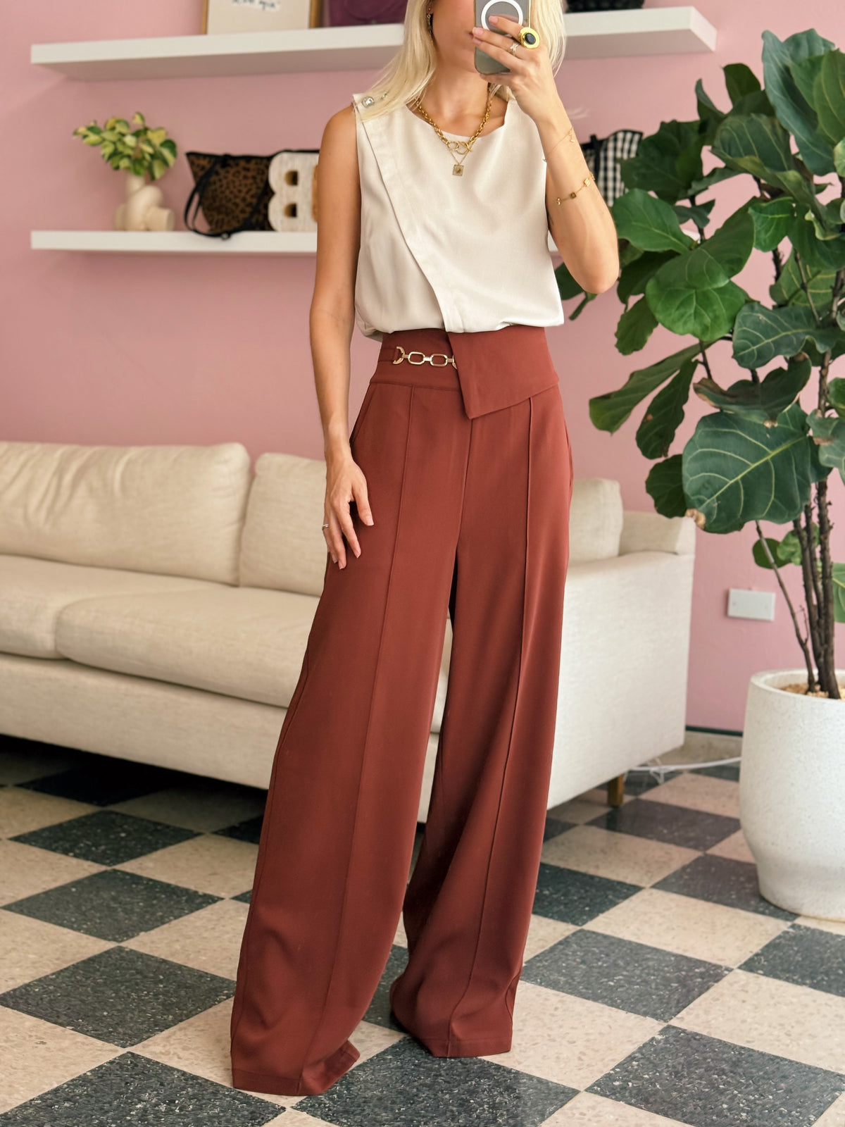 Brick Wide Leg Pants