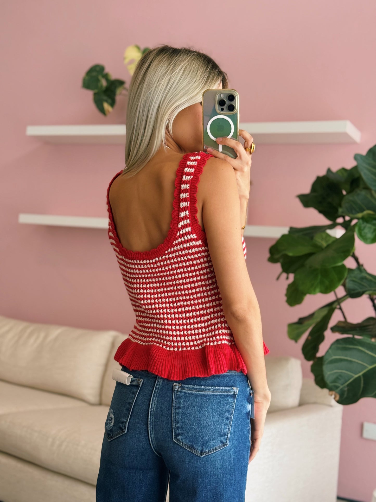 Red Knit Sweater Top