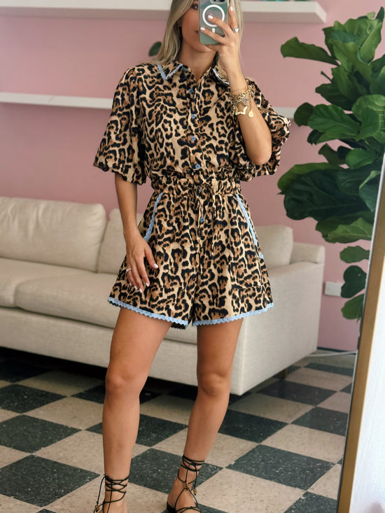 Leopard Blue Romper
