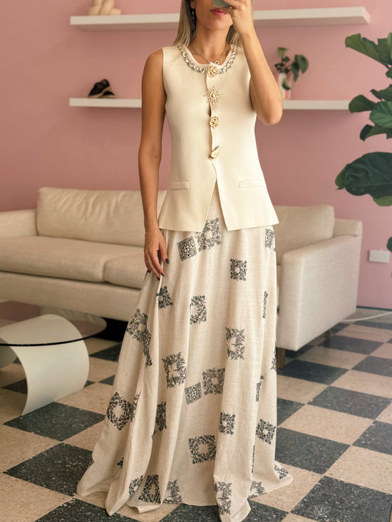 High Waisted Linen Skirt