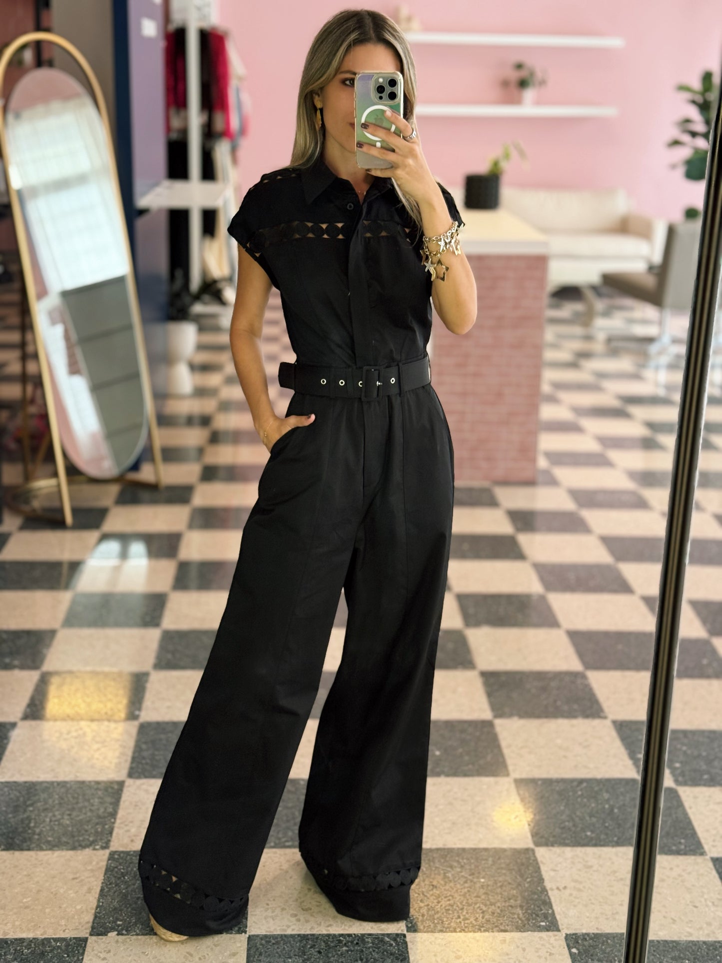 Black Embroidered Jumpsuit