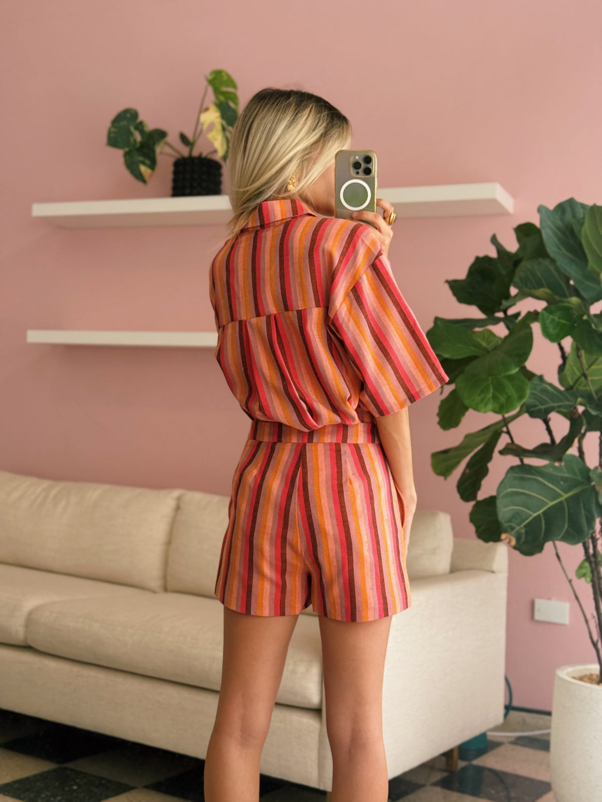 Striped Linen Short Set
