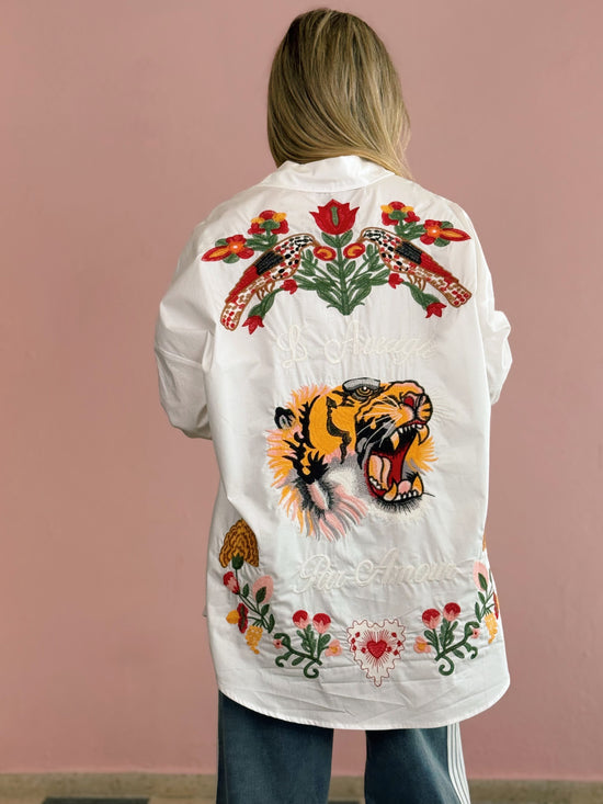 Tiger Embroidered Top