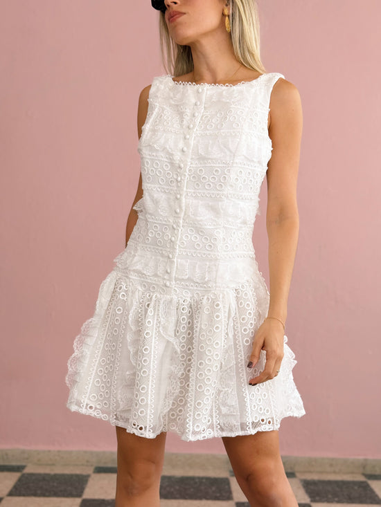 White Eyelet Mini Dress