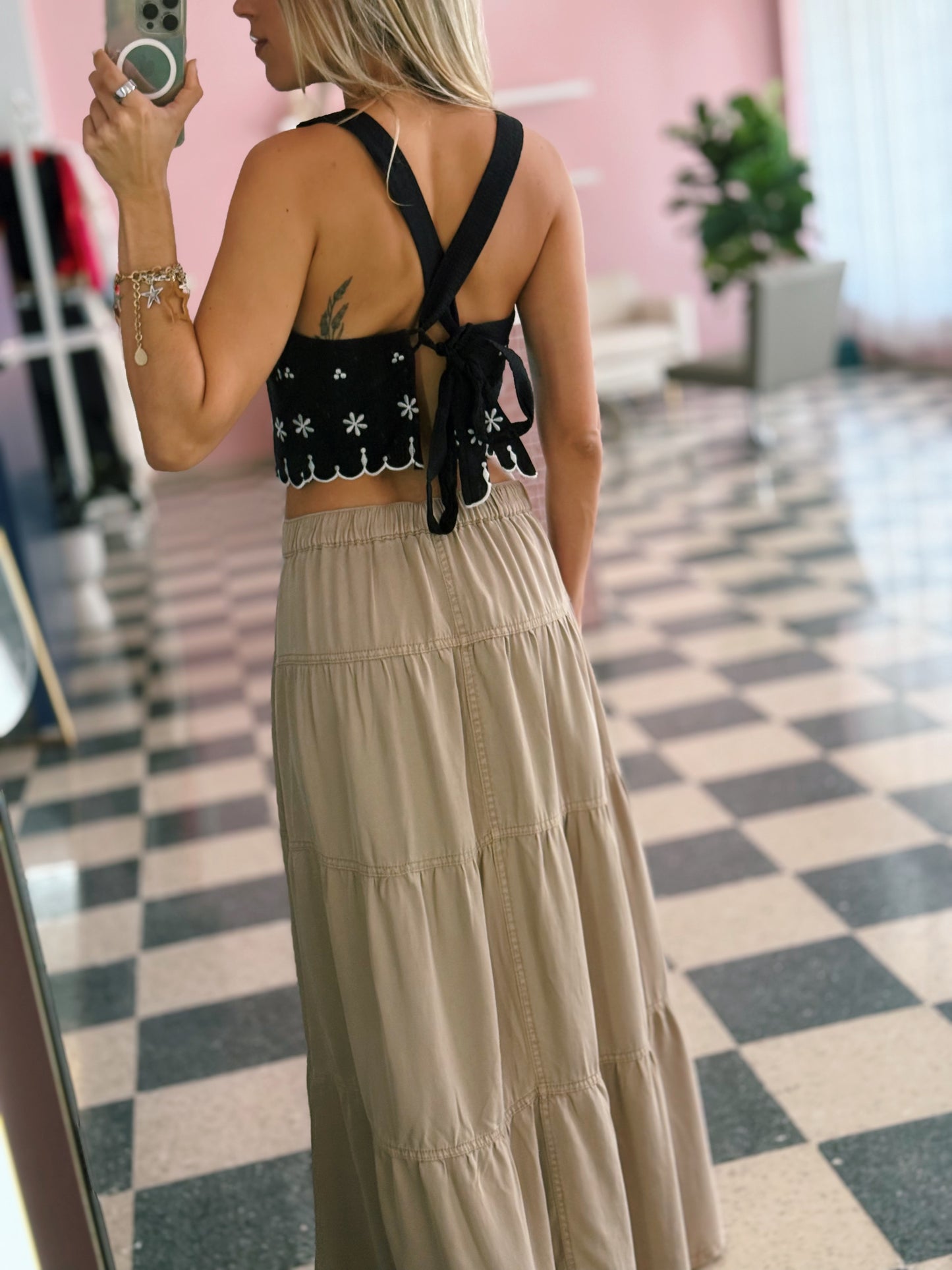 Black Open Back Top