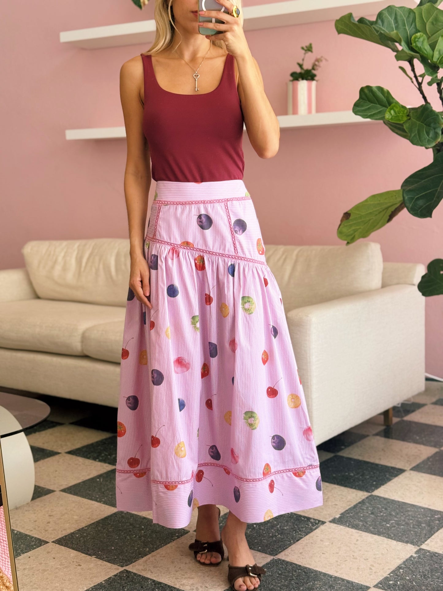 Fruit Medley Midi Skirt