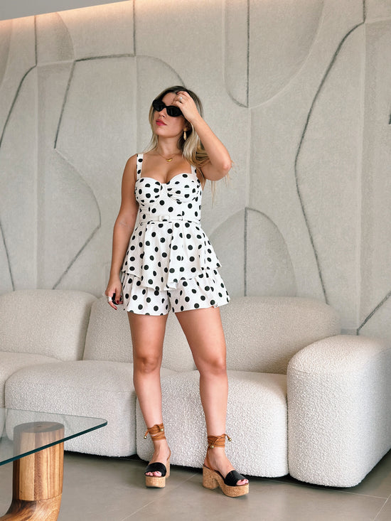 Polka Dot Belted Romper