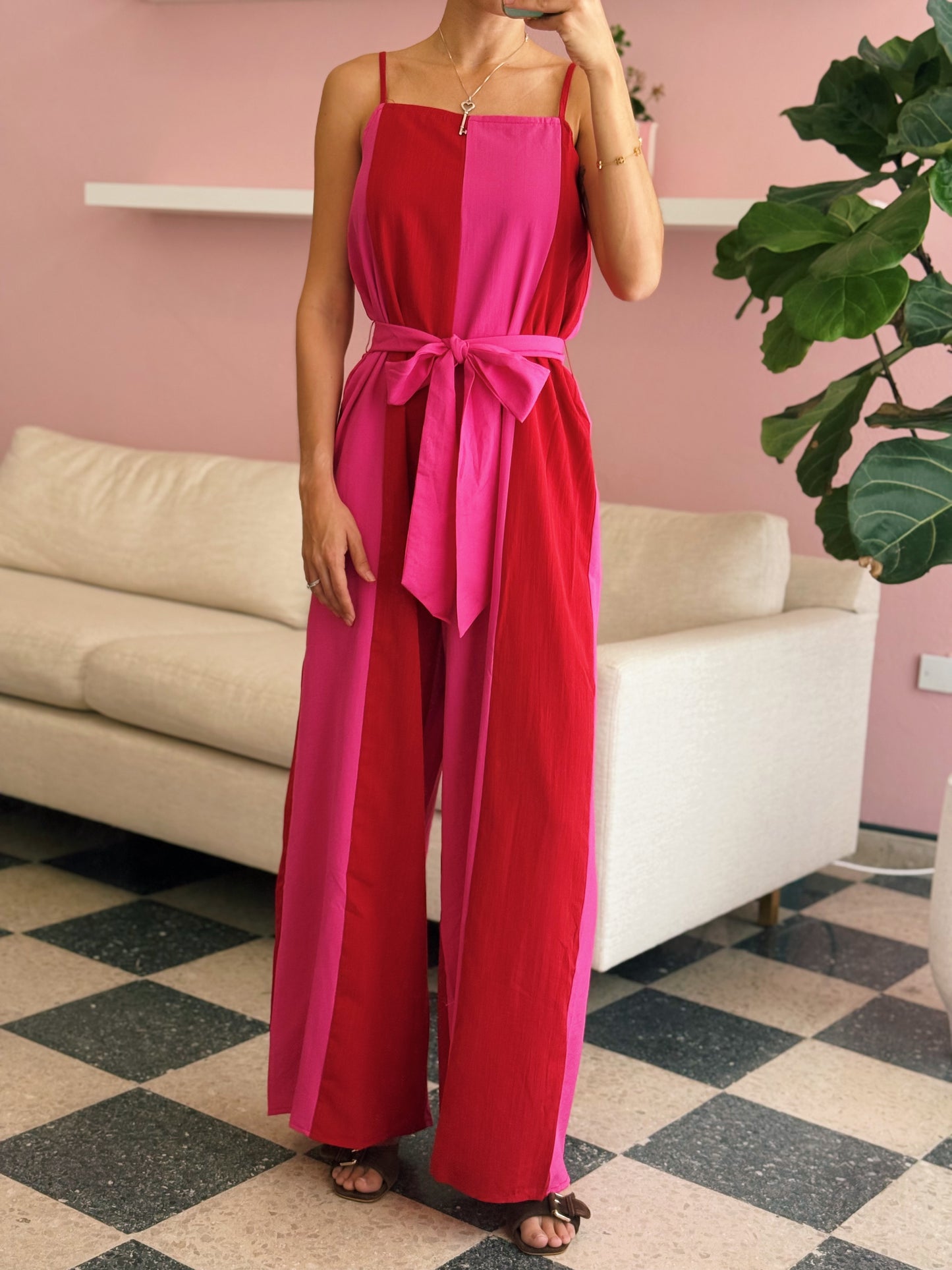 Red Pink Jumpsuit