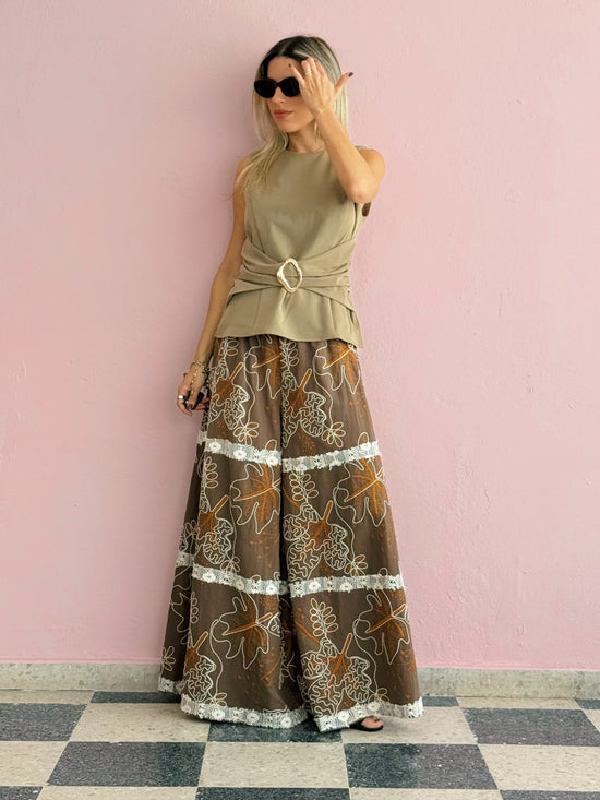 Choco Embroidered Pants