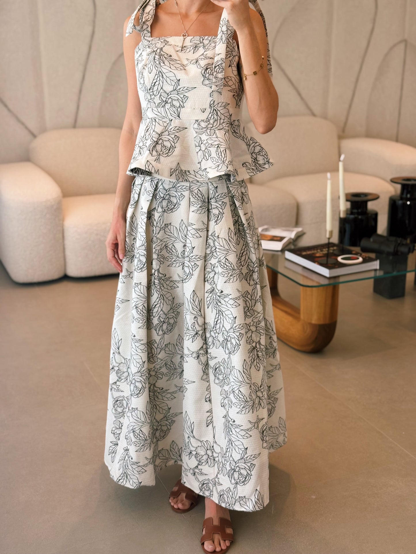 Jacquard Peplum Top & Skirt Set
