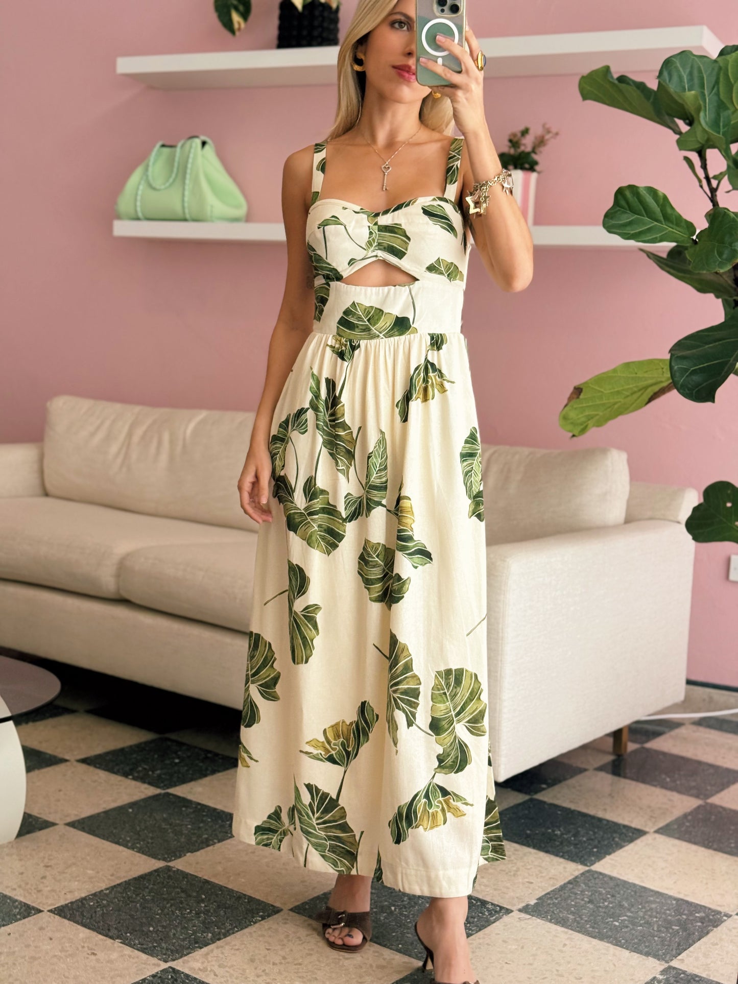 Folhar Cut-Out Linen Midi Dress - Dress To