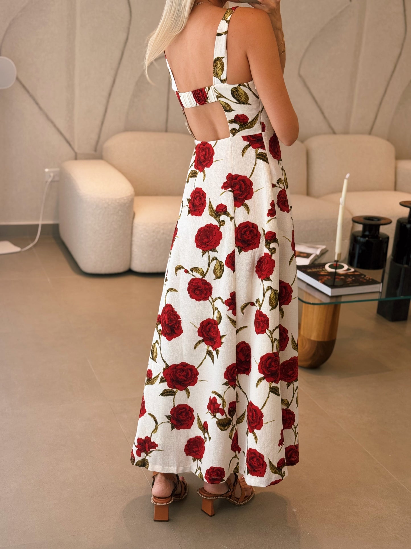 Rose Print Maxi Dress