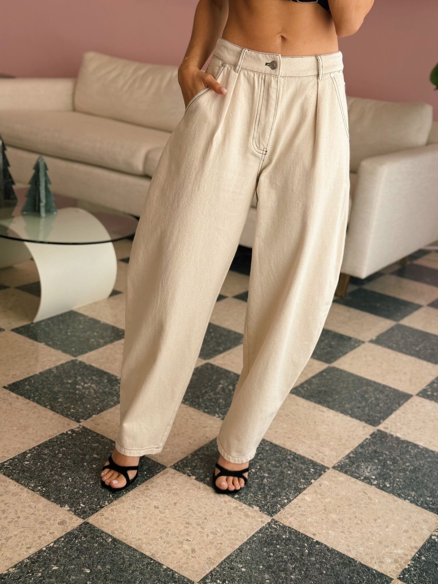Soft Cotton Barrel Pants