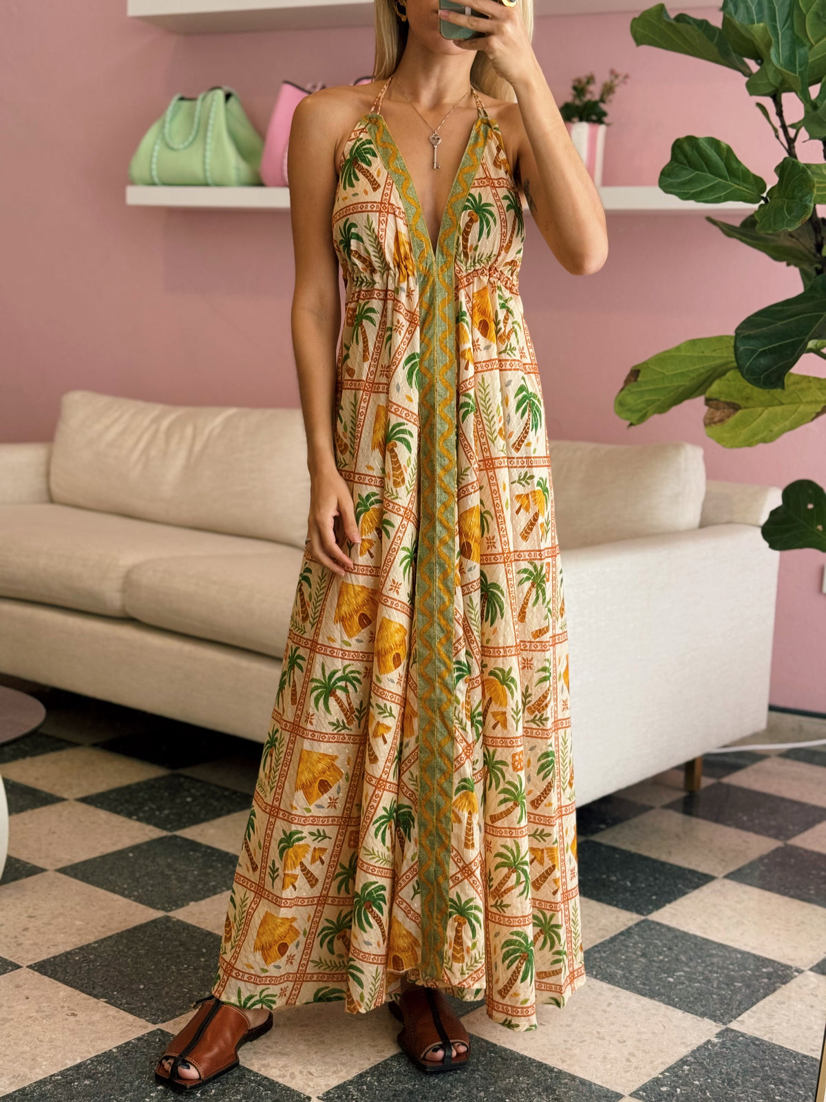 Tropical Open Back Dress - Made in India