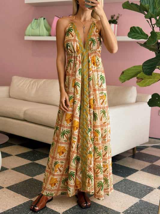 Tropical Open Back Dress - Made in India