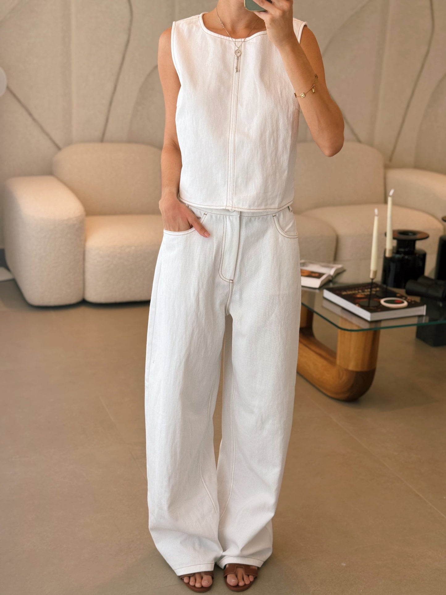 Open Back Cotton Pant Set