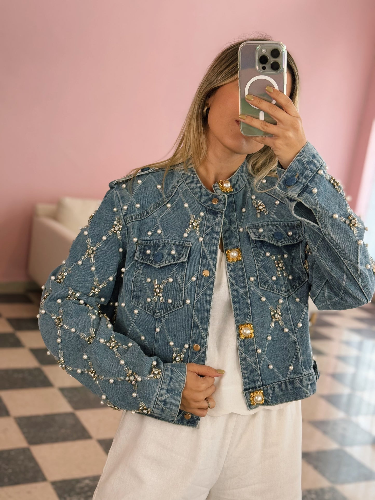 Denim Rhinestone Jacket