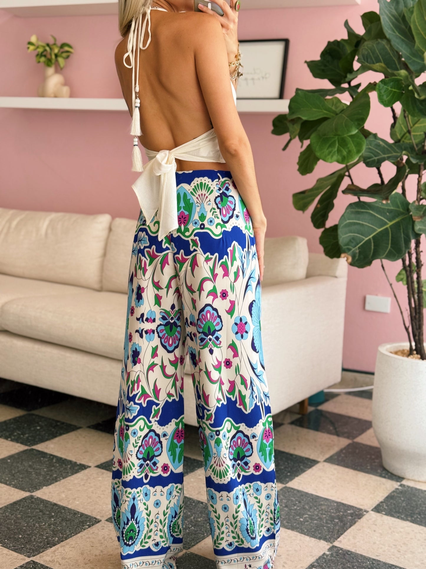 Satin Royal Blue Pants