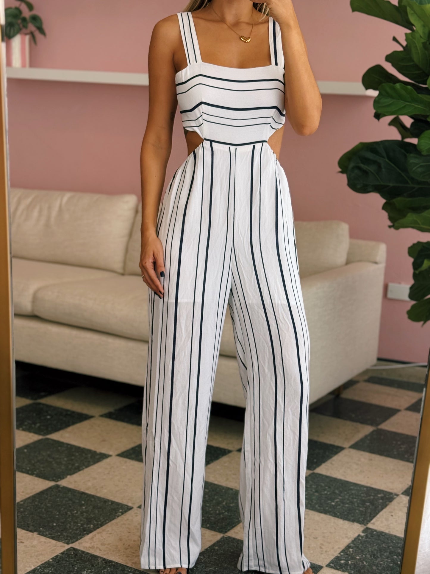 Navy Striped Jumpsuit