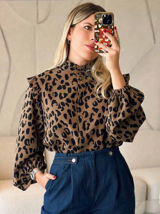 Mocha Leopard Blouse