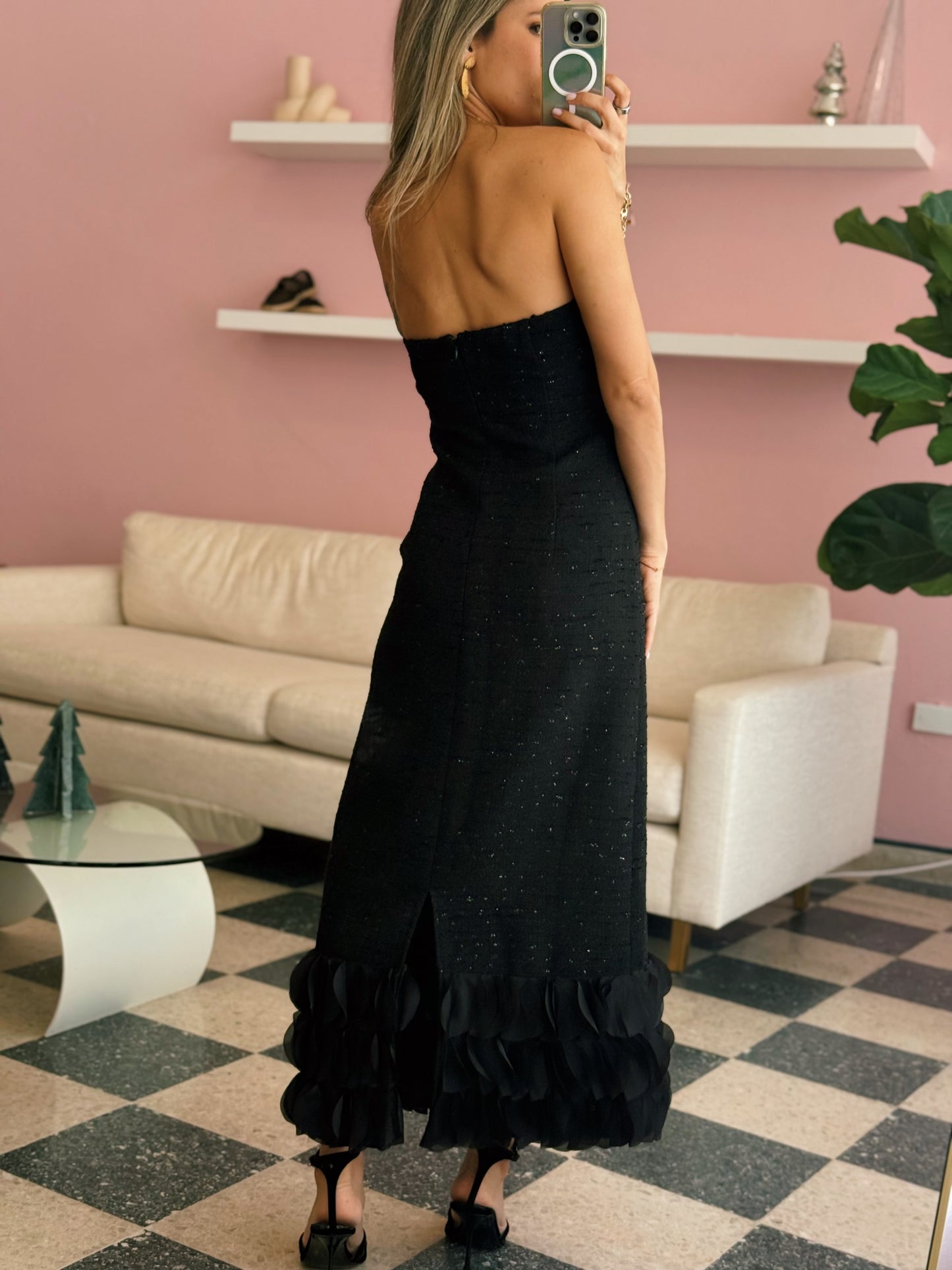 Tweed Black Midi Dress